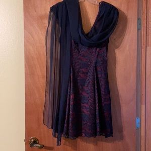 Randm Nights Glamorous dress & long chiffon scarf attached to shoulders (mlb-tp)